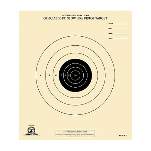 500 pack NRA Official 50 Foot Slow Fire Pistol Target B2 Tagboard B-2 