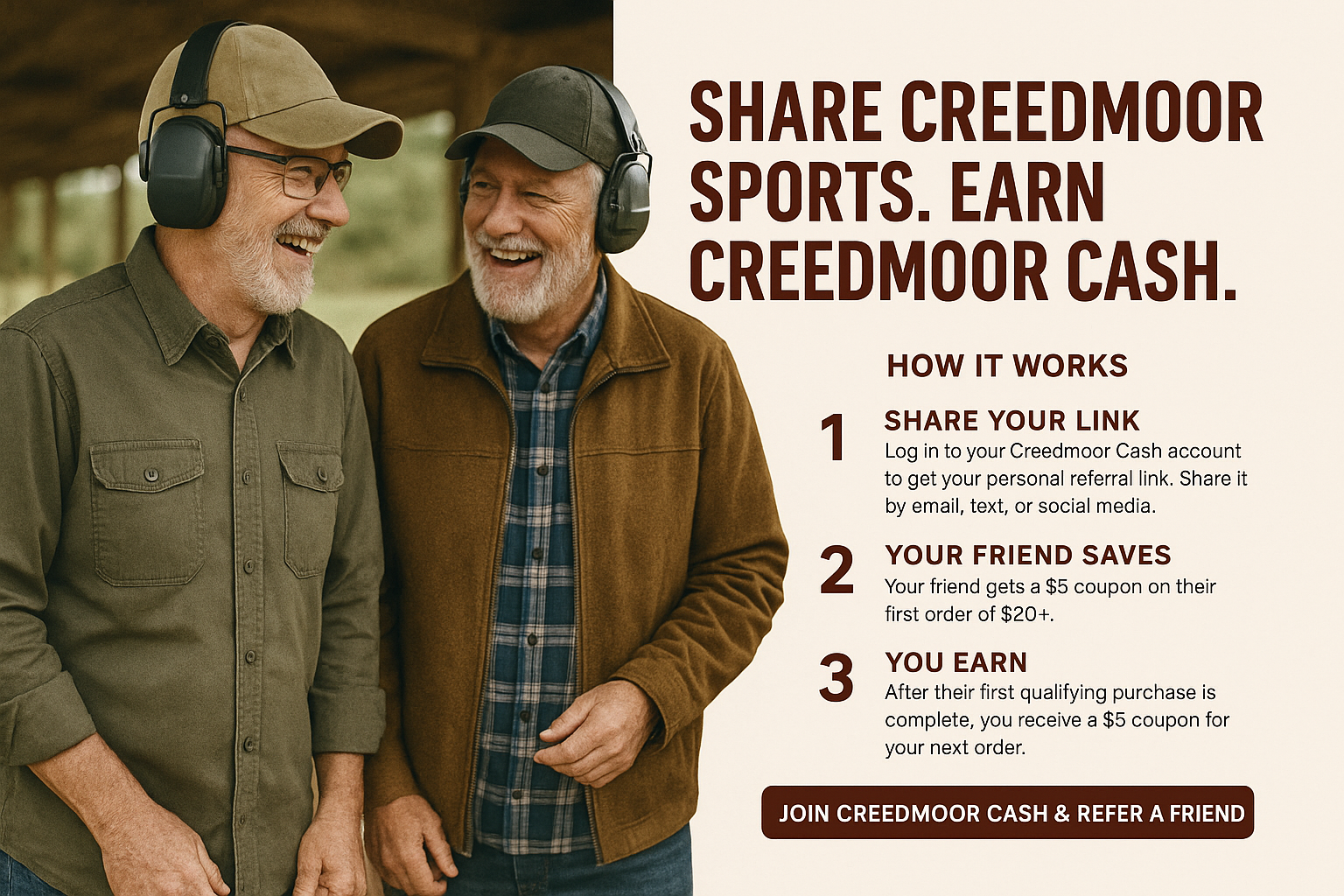 Invite a friend to Creedmoor Sports and earn rewards